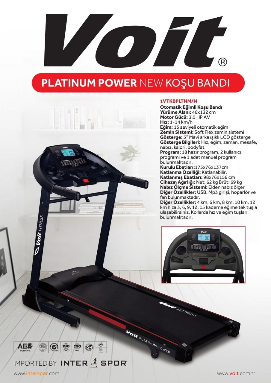 Voit Platinum Otomatik Eğimli Koşu Bandı