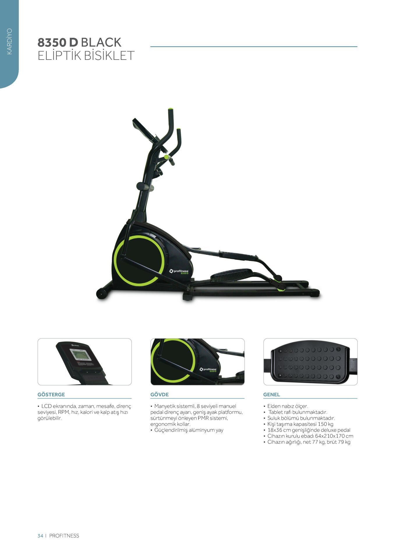 Profitness 8350D Eliptik Bisiklet Black