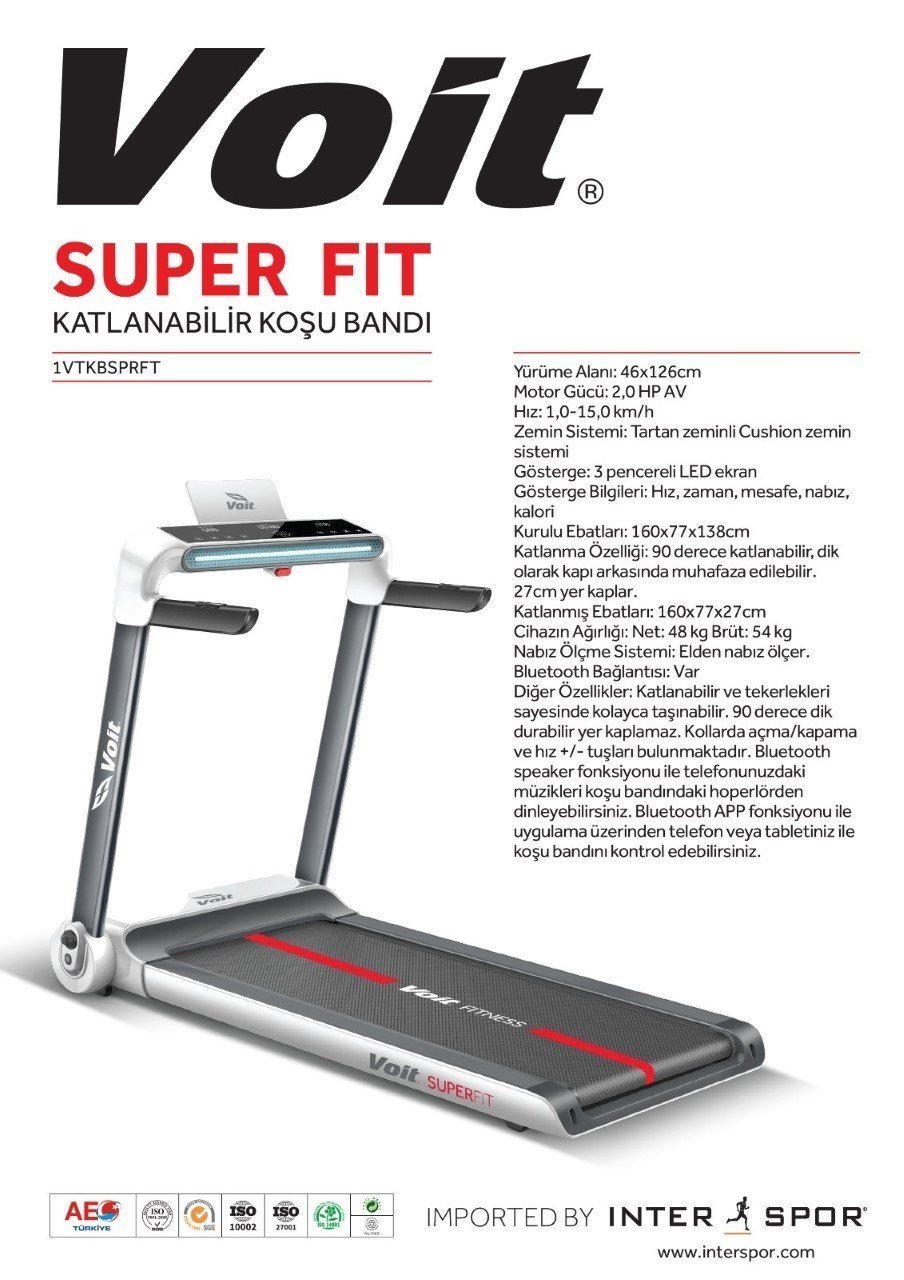 Voit Süper Fit Katlanabilir Slim 26 cm Koşu Bandı