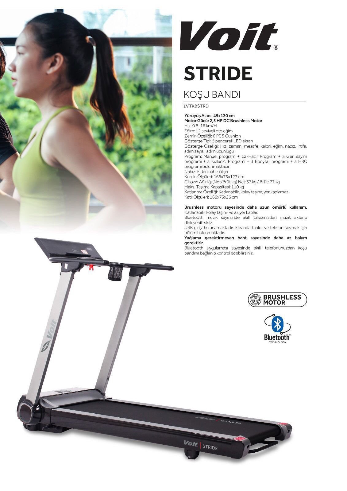 Voit Stride Otomatik Eğimli Koşu Bandı