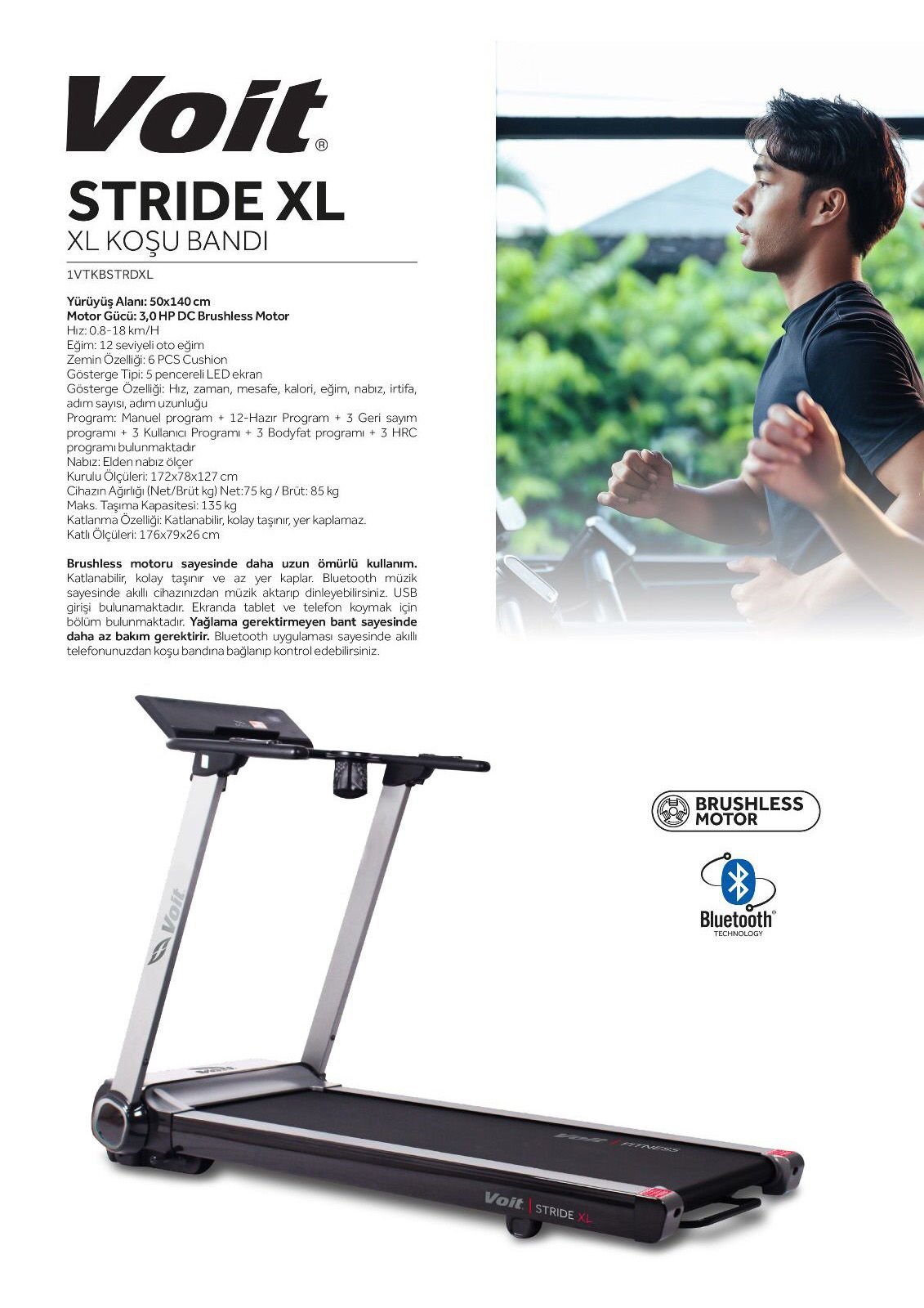 Voit Stride XL Otomatik Eğimli Koşu Bandı