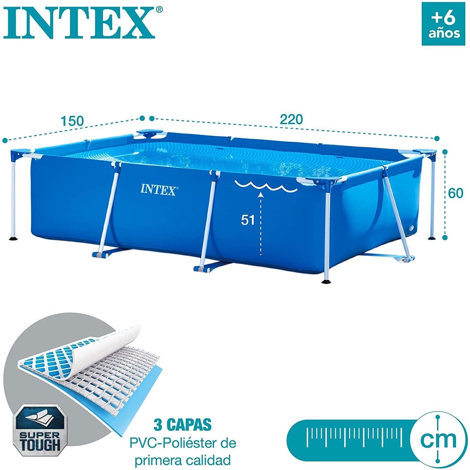 Intex 2.2m x 1.5m x 0.6m Rectangular Frame Pool - Dikdörtgen Bahçe