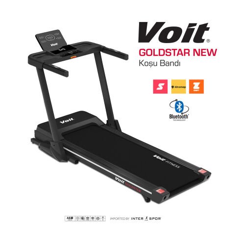 Voit Goldstar New Koşu Bandı, Otomatik Eğimli, 3 HP/DC Motorlu, Katlanabilir, Bluetooth App, 18km Hız, Programlı